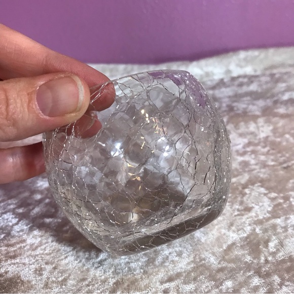 Antique Clear Crackle Glass Mini Bowl Small Vintage Kitchen Decor Dish Home EUC - Picture 5 of 8